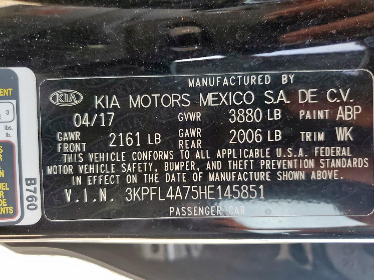 2017 Kia Forte Lx VIN: 3KPFL4A75HE145851 Lot: 65234325