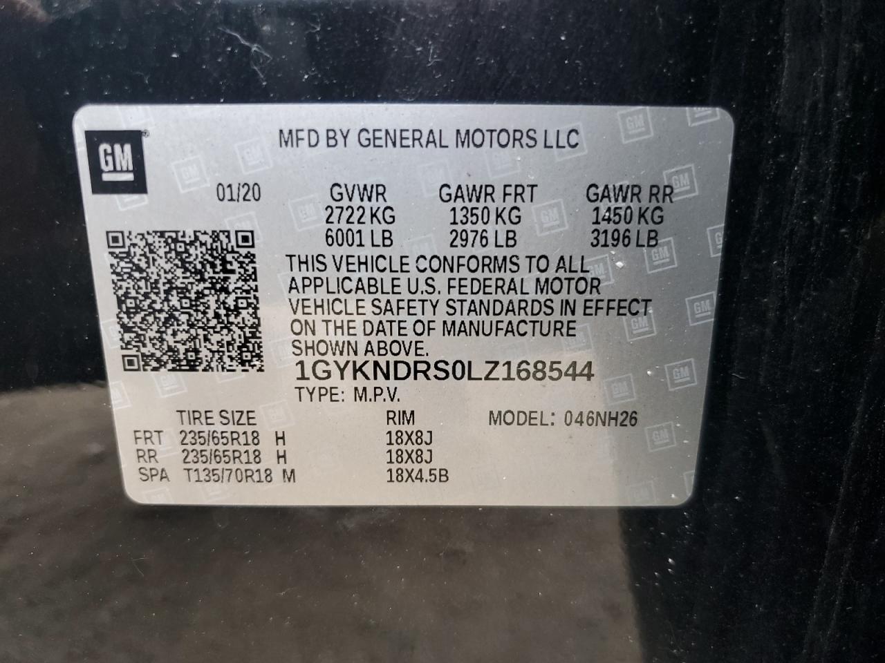 2020 Cadillac Xt5 Premium Luxury VIN: 1GYKNDRS0LZ168544 Lot: 63001895
