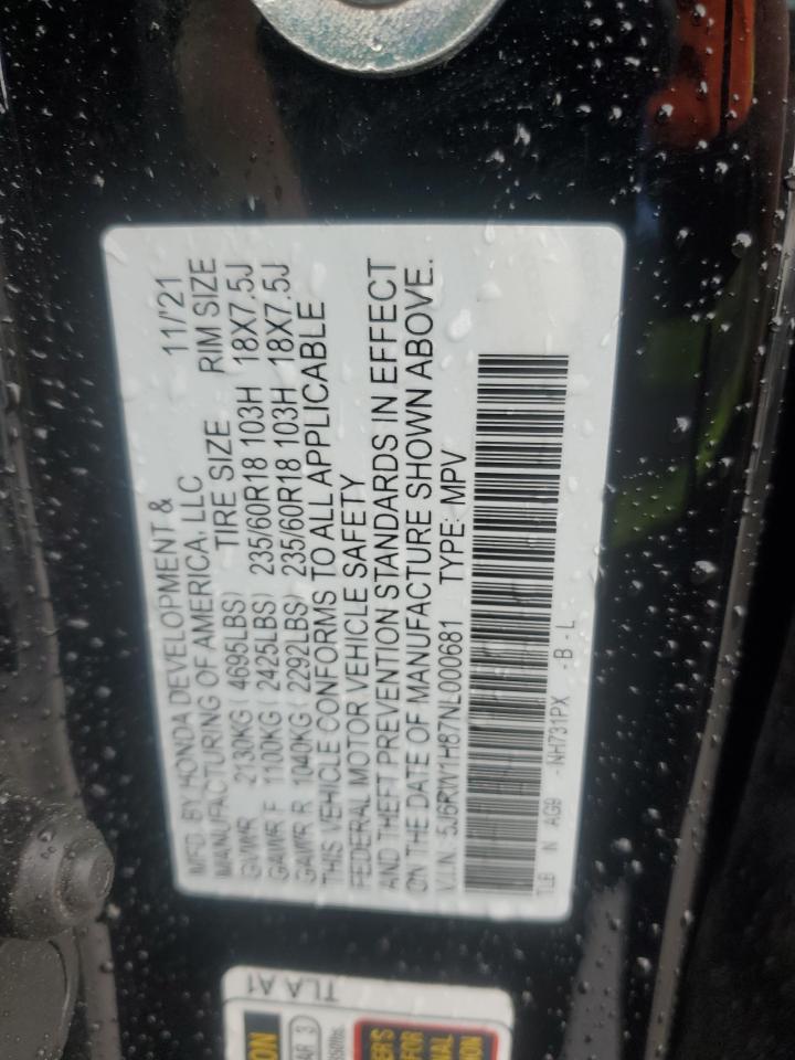 2022 Honda Cr-V Exl VIN: 5J6RW1H87NL000681 Lot: 63793275