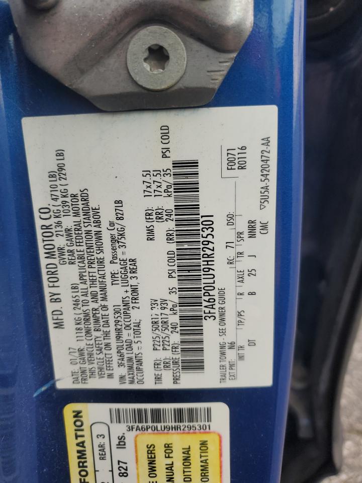 2017 Ford Fusion Se Hybrid VIN: 3FA6P0LU9HR295301 Lot: 64937785