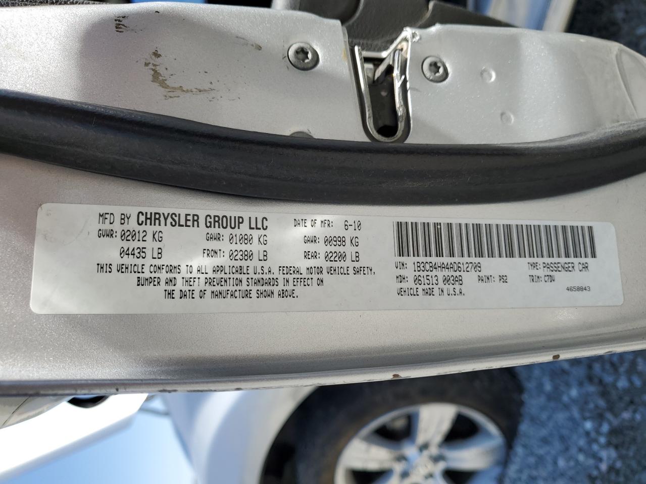 2010 Dodge Caliber Sxt VIN: 1B3CB4HA4AD612709 Lot: 64496585