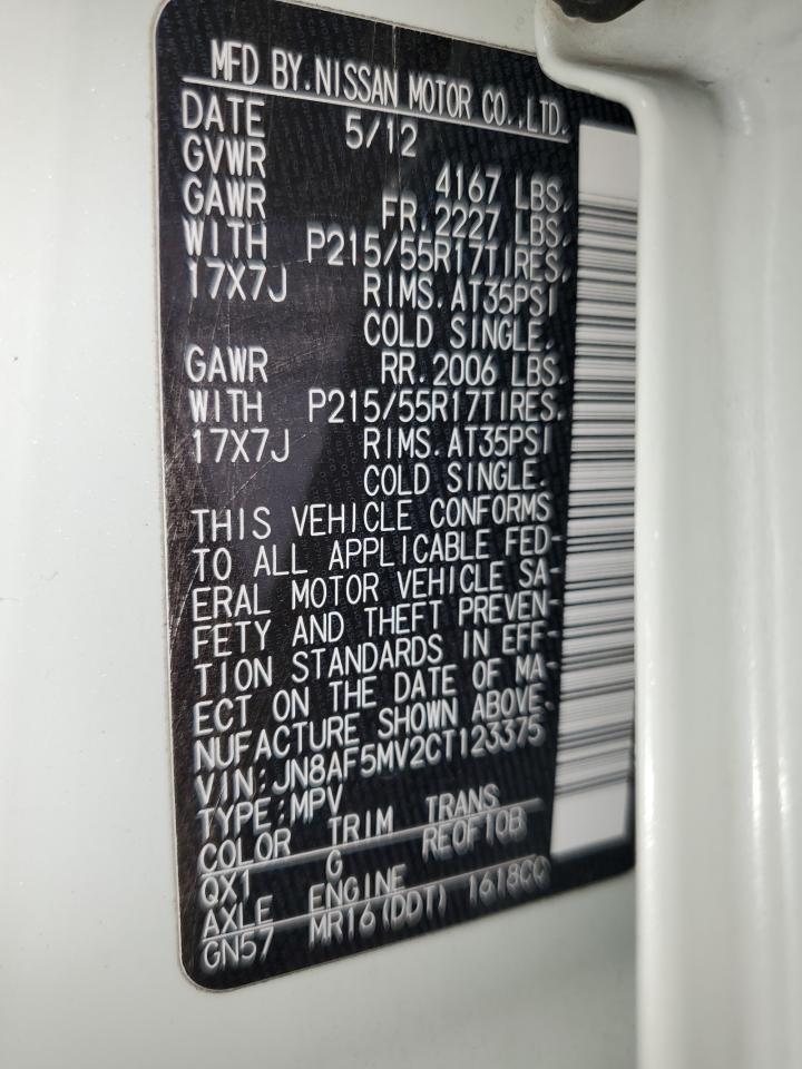 2012 Nissan Juke S VIN: JN8AF5MV2CT123375 Lot: 63426295
