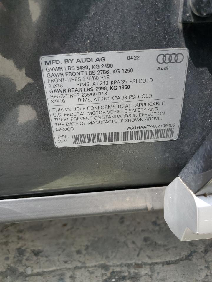 2022 Audi Q5 Premium 45 VIN: WA1GAAFY4N2109405 Lot: 64311535