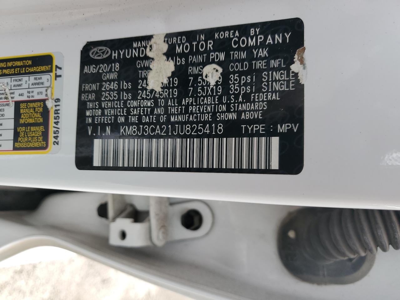 km8j3ca21ju825418 KM8J3CA21JU825418 2018 Hyundai Tucson Value