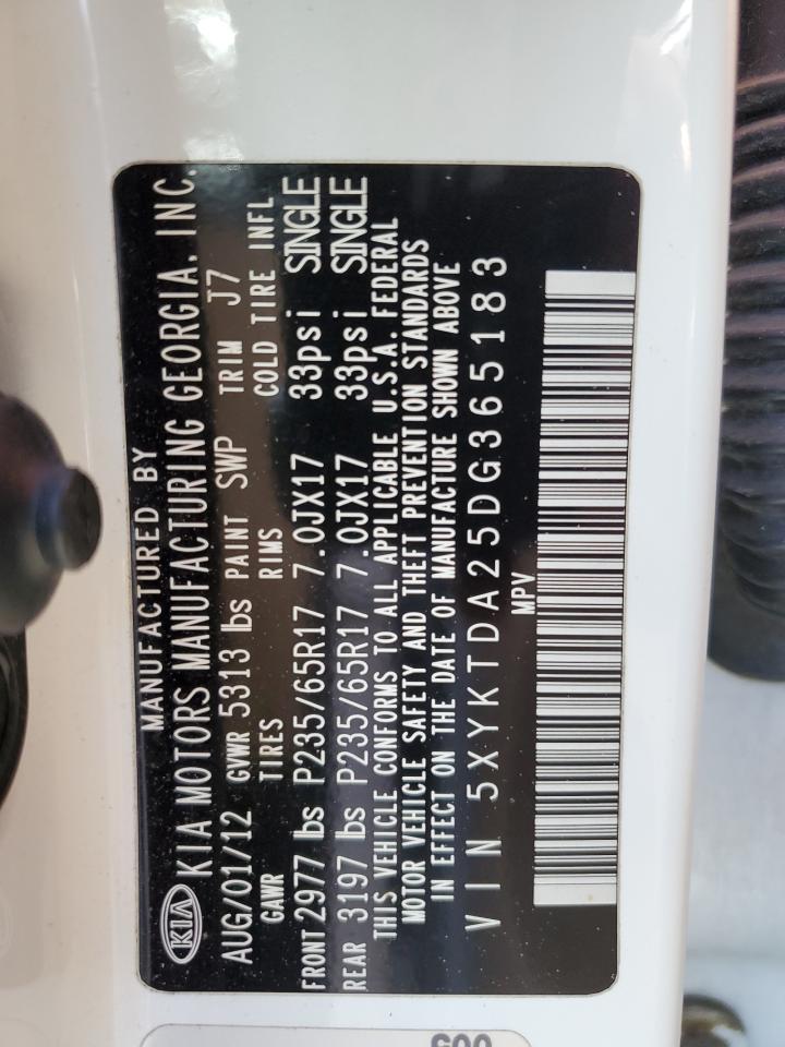 2013 Kia Sorento Lx VIN: 5XYKTDA25DG365183 Lot: 63286575