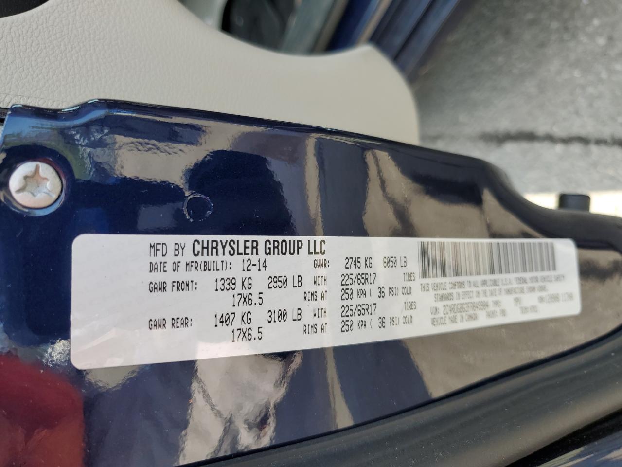 2015 Dodge Grand Caravan Se VIN: 2C4RDGBG3FR649904 Lot: 65111395