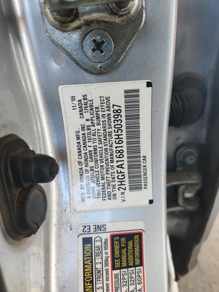 2006 Honda Civic Ex VIN: 2HGFA16816H503987 Lot: 65513475