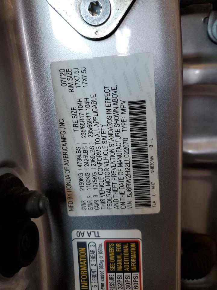 2020 Honda Cr-V Lx VIN: 5J6RW2H22LL022070 Lot: 64741175
