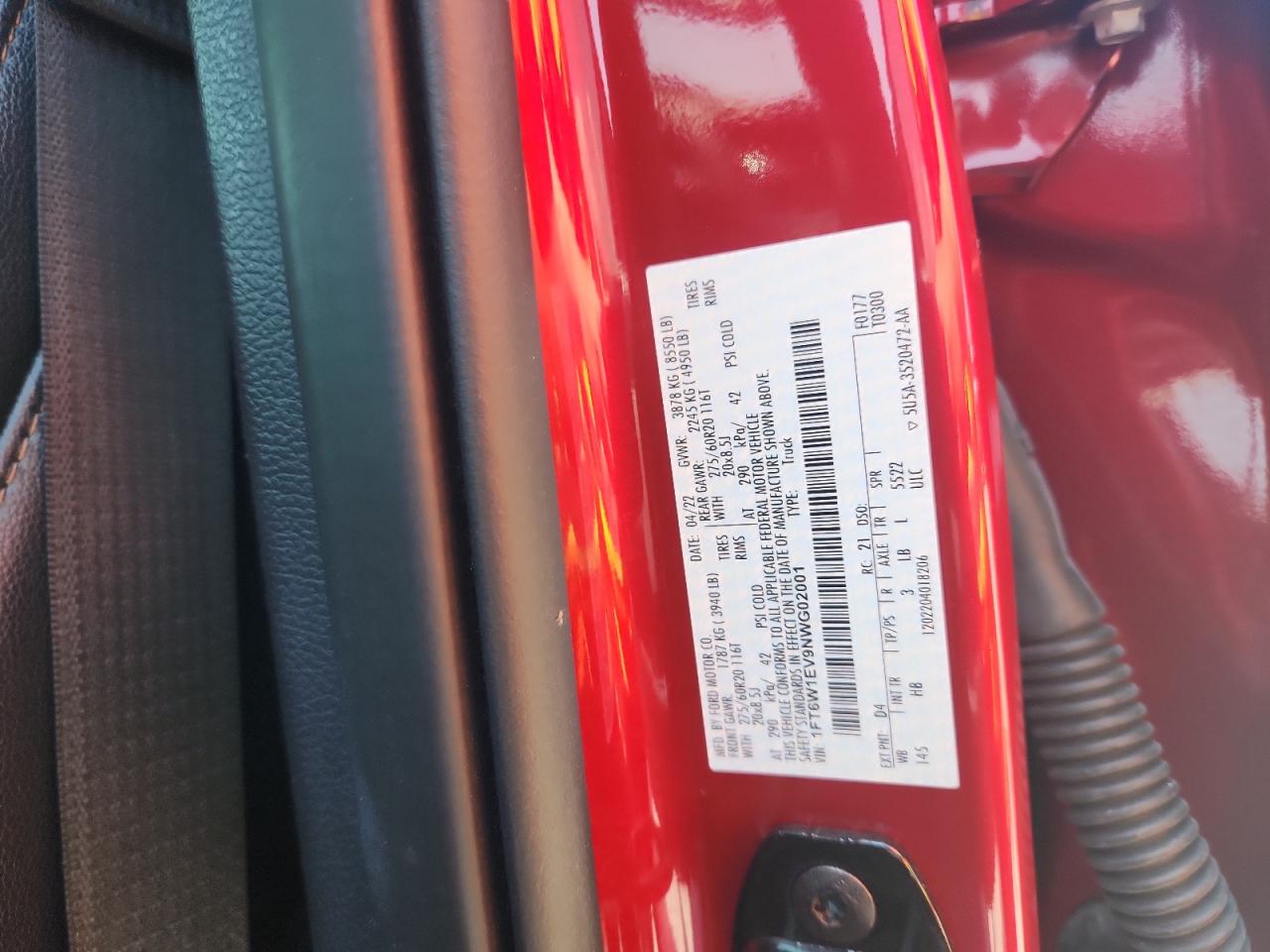 2022 Ford F150 Lightning Pro VIN: 1FT6W1EV9NWG02001 Lot: 63665255