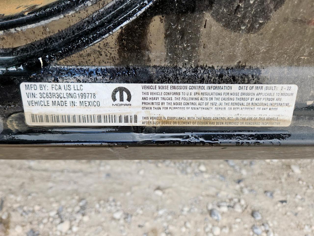 2022 Ram 3500 Tradesman VIN: 3C63R3CL9NG199778 Lot: 64725735