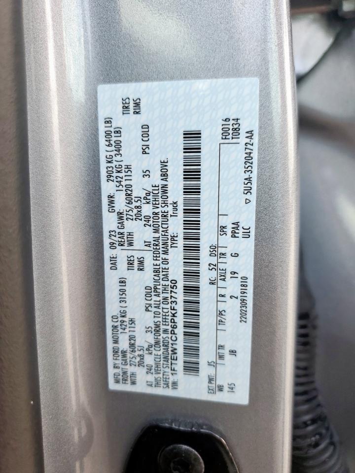 2023 Ford F150 Supercrew VIN: 1FTEW1CP6PKF37750 Lot: 64322915