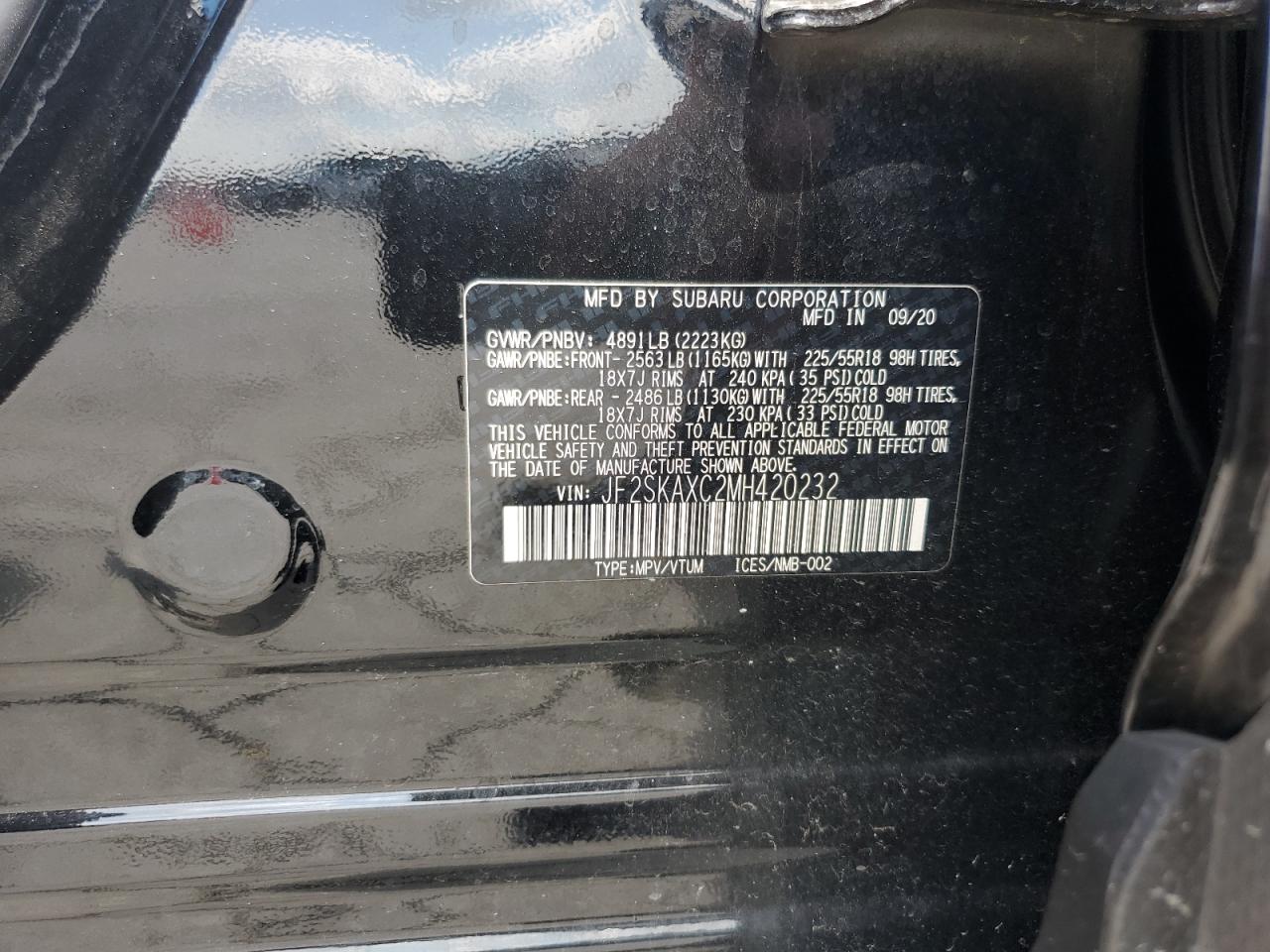 2021 Subaru Forester Touring VIN: JF2SKAXC2MH420232 Lot: 66175605