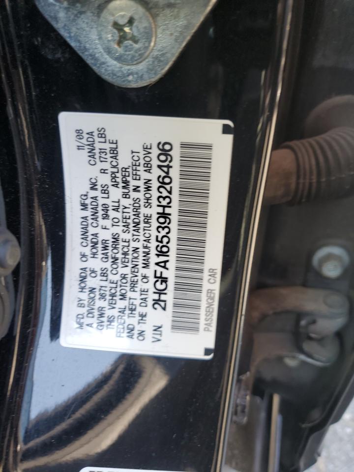 2009 Honda Civic Lx VIN: 2HGFA16539H326496 Lot: 64828385