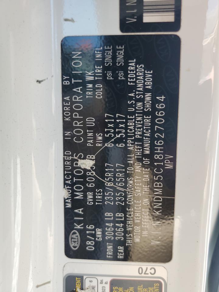 2017 Kia Sedona Lx VIN: KNDMB5C18H6270664 Lot: 63239205