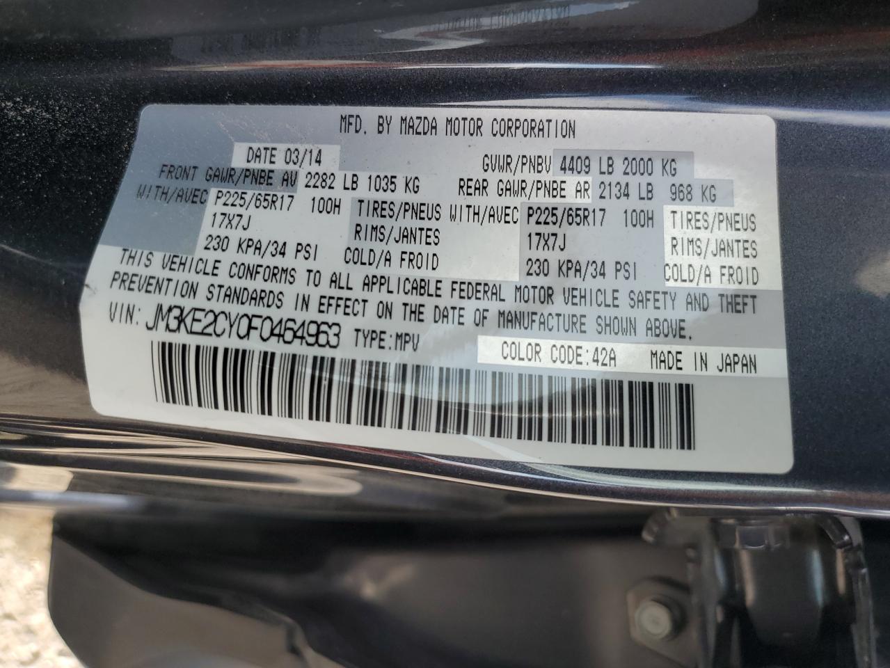 2015 Mazda Cx-5 Touring VIN: JM3KE2CY0F0464963 Lot: 65427715