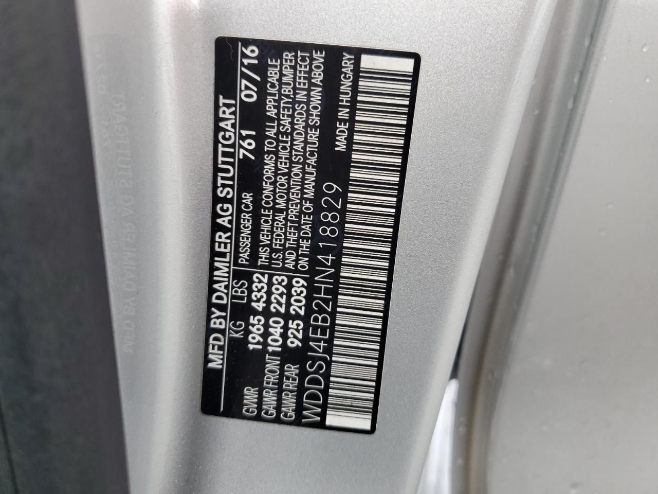 2017 Mercedes-Benz Cla 250 VIN: WDDSJ4EB2HN418829 Lot: 63304685