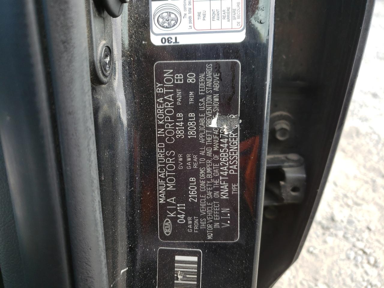 2011 Kia Forte Lx VIN: KNAFT4A26B5447895 Lot: 65764145