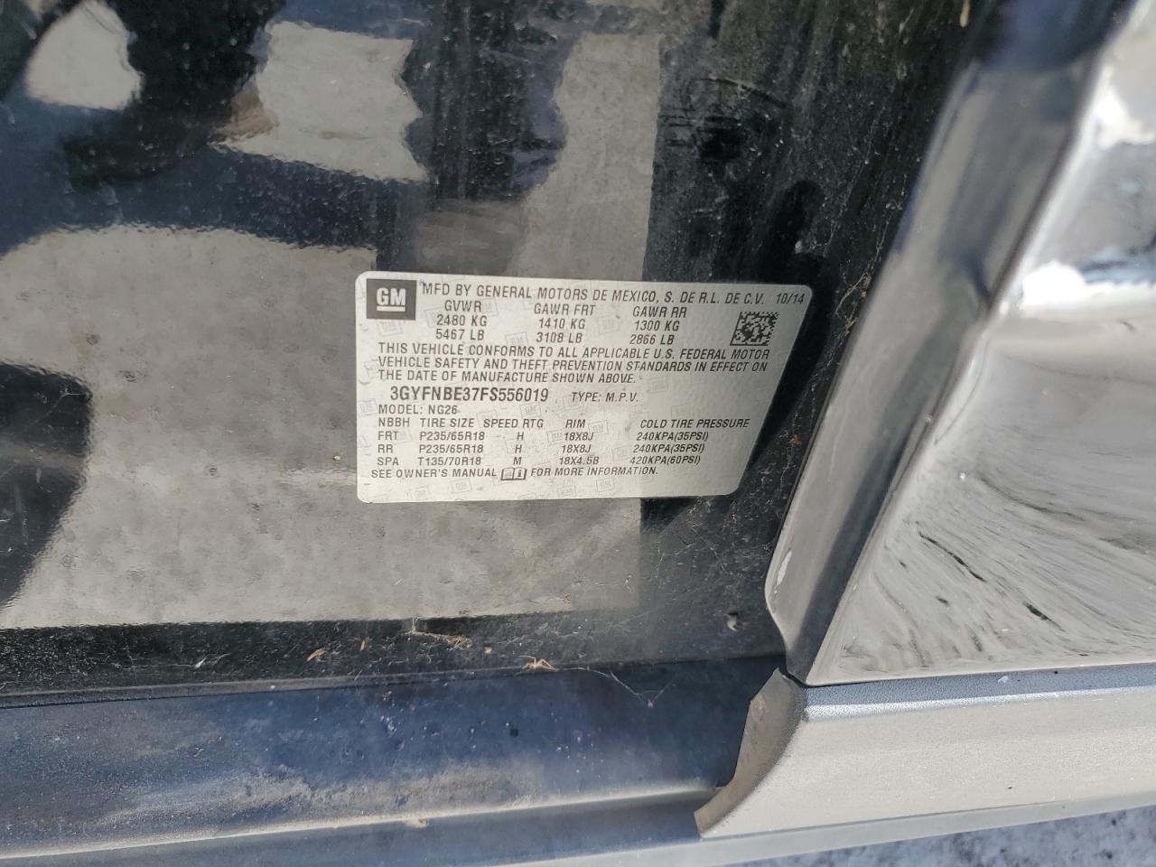 2015 Cadillac Srx Luxury Collection VIN: 3GYFNBE37FS556019 Lot: 65983755