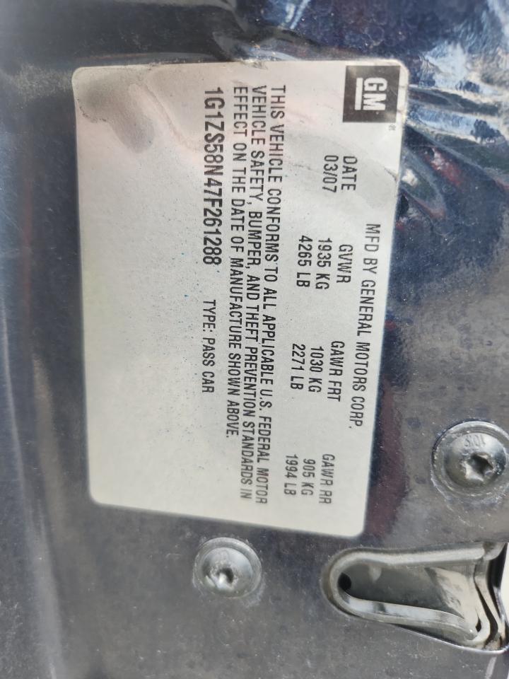 2007 Chevrolet Malibu Ls VIN: 1G1ZS58N47F261288 Lot: 63458085
