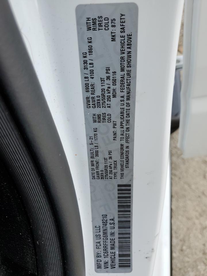 2021 Ram 1500 Big Horn/Lone Star VIN: 1C6RRFFG6MN748210 Lot: 65611655