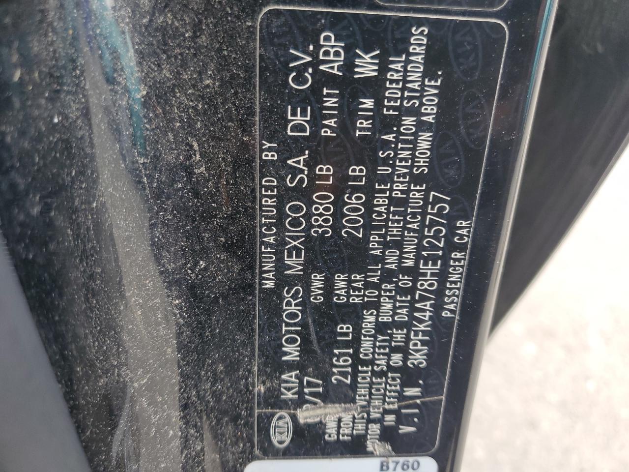 2017 Kia Forte Lx VIN: 3KPFK4A78HE125757 Lot: 66095175