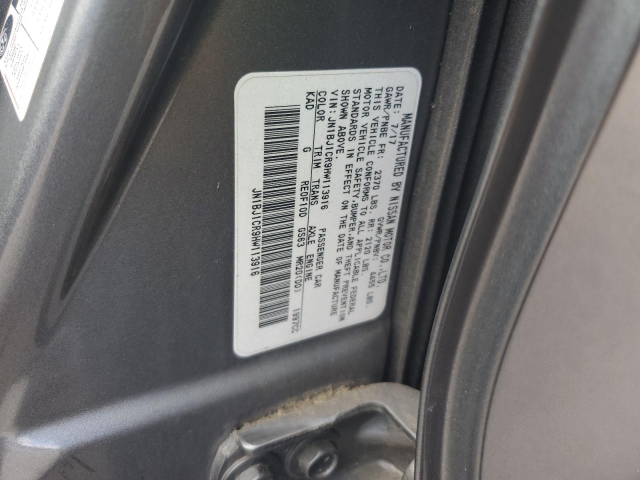 2017 Nissan Rogue Sport S VIN: JN1BJ1CR9HW113916 Lot: 64865865
