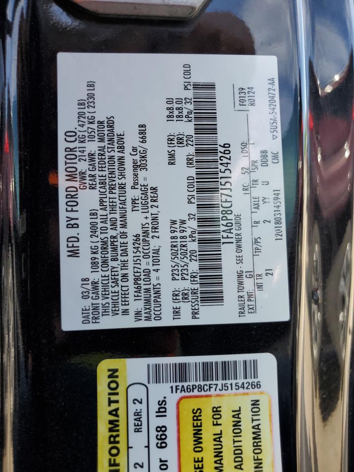 2018 Ford Mustang Gt VIN: 1FA6P8CF7J5154266 Lot: 64374225