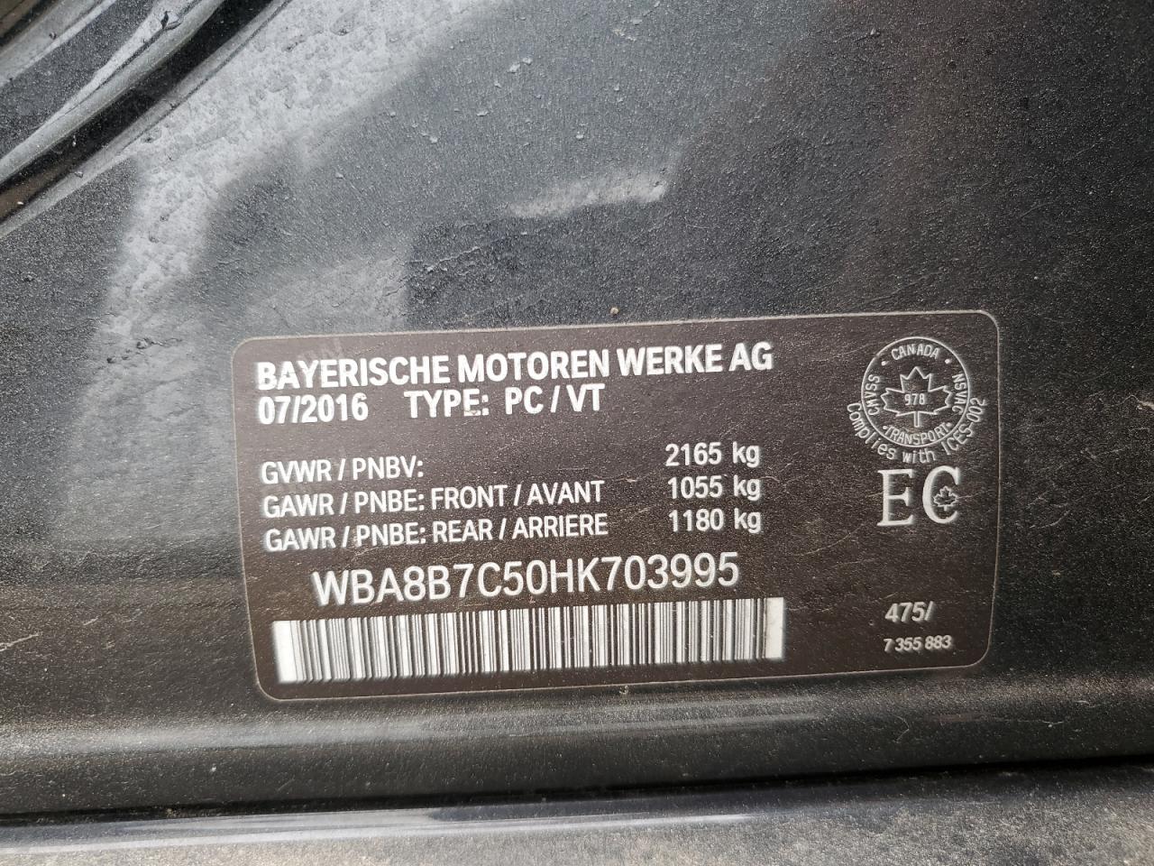 2017 BMW 340 Xi VIN: WBA8B7C50HK703995 Lot: 61189745
