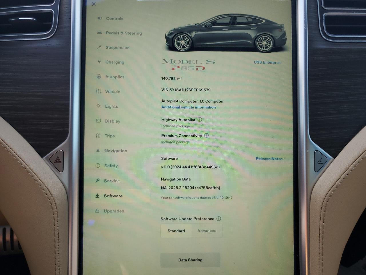 2015 Tesla Model S 85D VIN: 5YJSA1H26FFP69579 Lot: 63867325