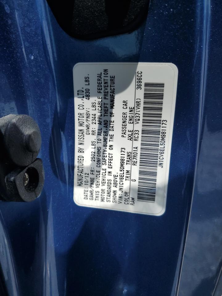 2013 Infiniti G37 VIN: JN1CV6EL5DM981173 Lot: 64291475