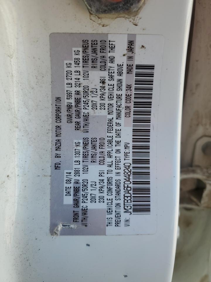 2015 Mazda Cx-9 Grand Touring VIN: JM3TB3DA6F0448240 Lot: 65264005