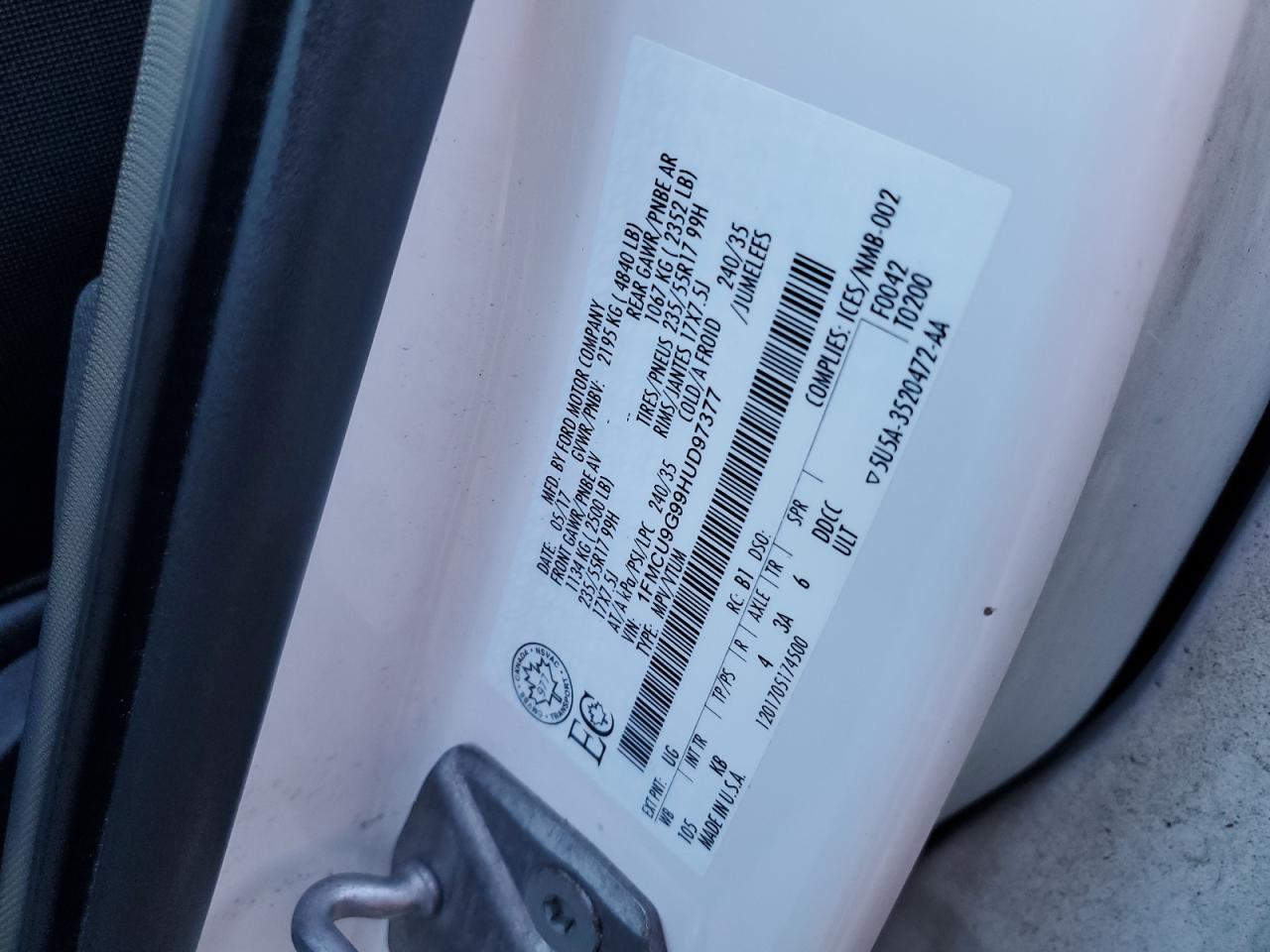 2017 Ford Escape Se VIN: 1FMCU9G99HUD97377 Lot: 65286305