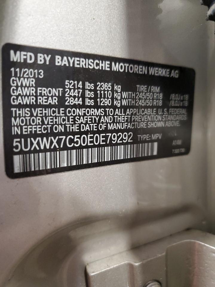 2014 BMW X3 xDrive35I VIN: 5UXWX7C50E0E79292 Lot: 65969475