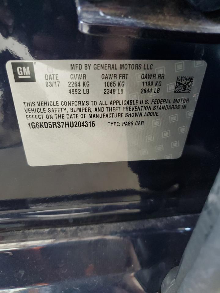 2017 Cadillac Ct6 Luxury VIN: 1G6KD5RS7HU204316 Lot: 67092425