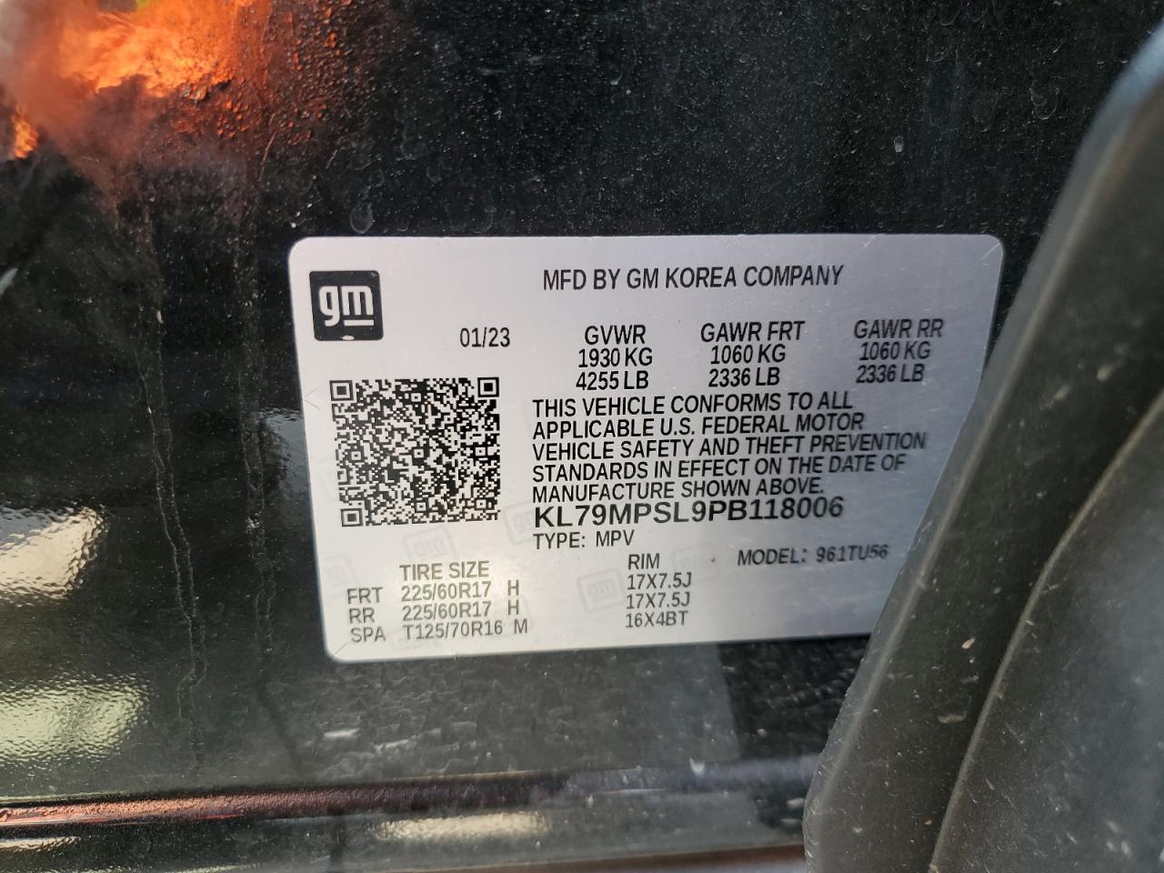 kl79mpsl9pb118006 KL79MPSL9PB118006 2023 Chevrolet Trailblazer Lt
