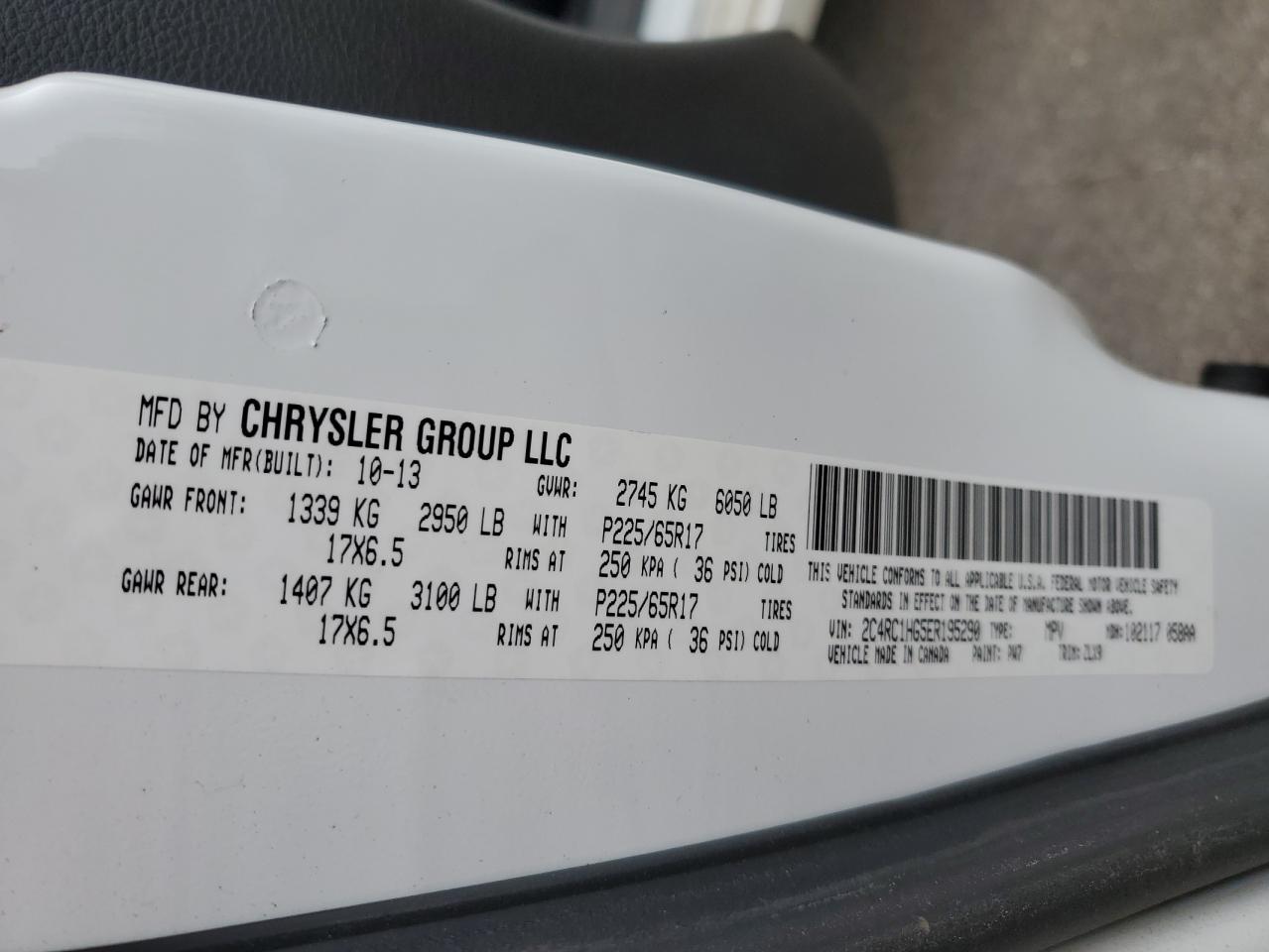 2014 Chrysler Town & Country S VIN: 2C4RC1HG5ER195290 Lot: 64234425