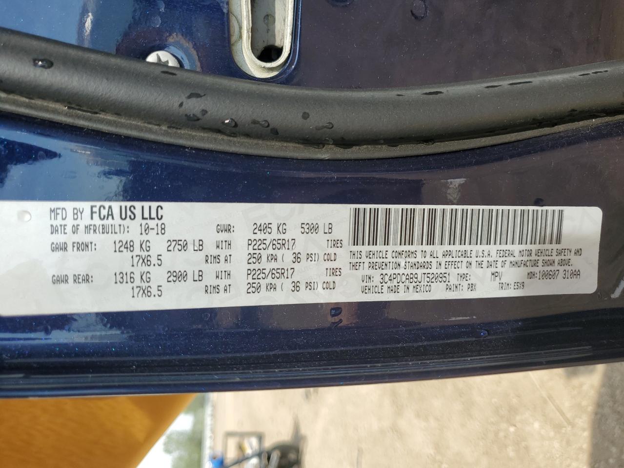 2018 Dodge Journey Se VIN: 3C4PDCAB9JT520951 Lot: 64132955