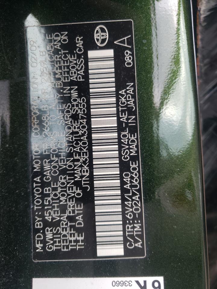 2010 Toyota Camry Se VIN: JTNBK3EK0A3047555 Lot: 64852535