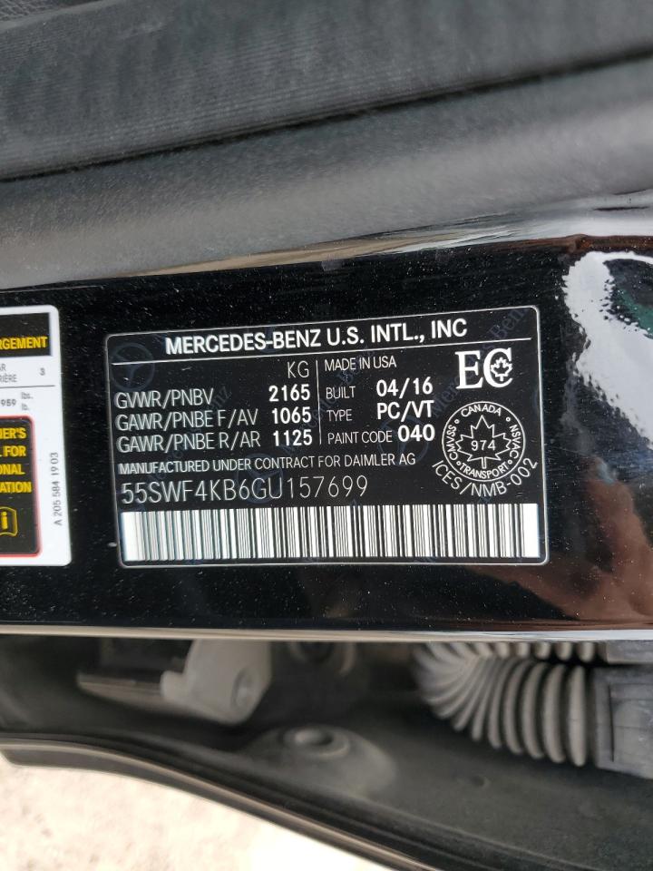 2016 Mercedes-Benz C 300 4Matic VIN: 55SWF4KB6GU157699 Lot: 62872845