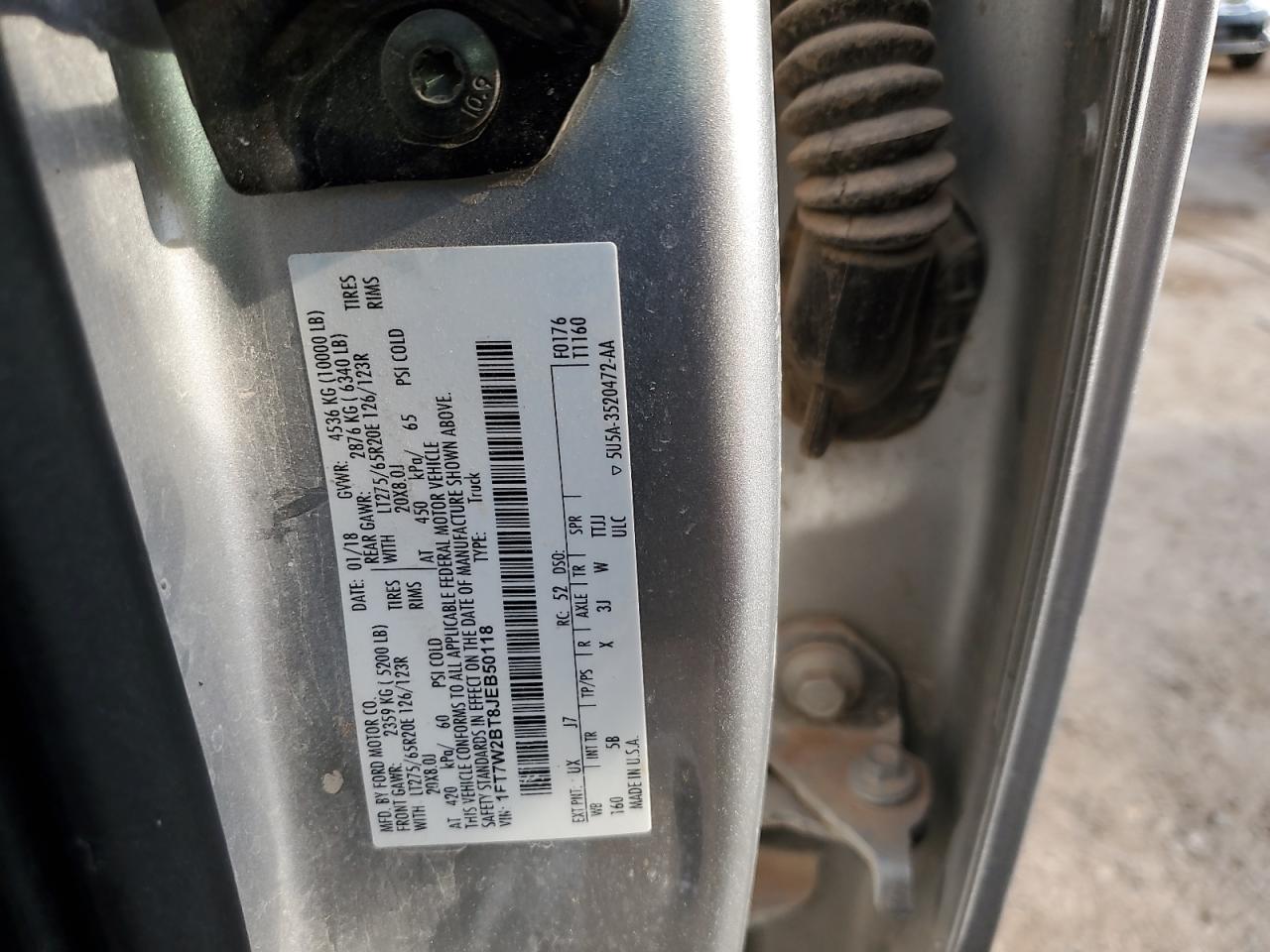 2018 Ford F250 Super Duty VIN: 1FT7W2BT8JEB50118 Lot: 63645545