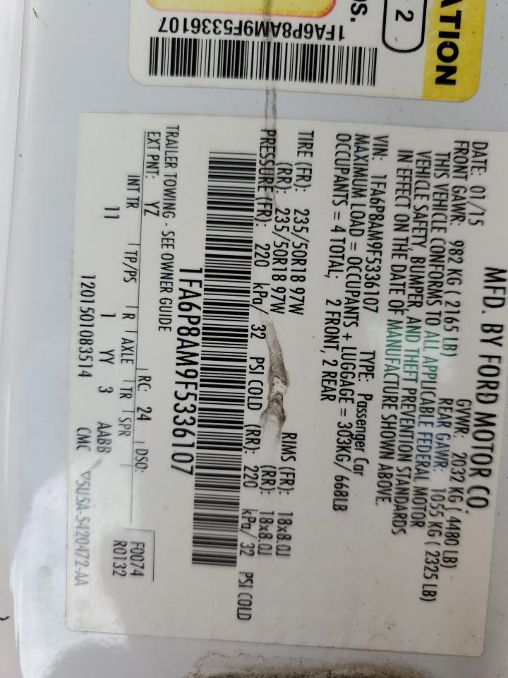 2015 Ford Mustang VIN: 1FA6P8AM9F5336107 Lot: 64877565