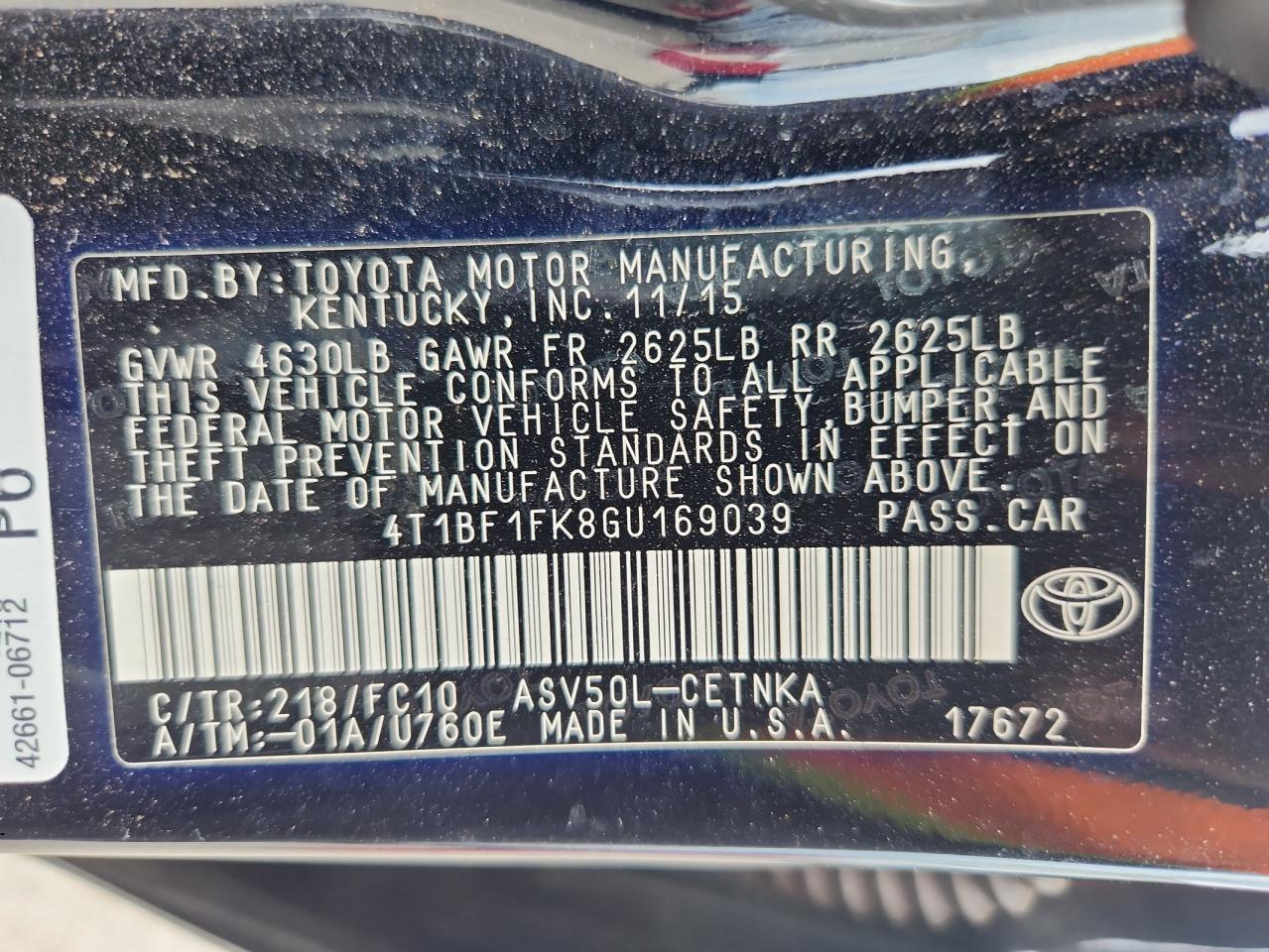2016 Toyota Camry Le VIN: 4T1BF1FK8GU169039 Lot: 65170495