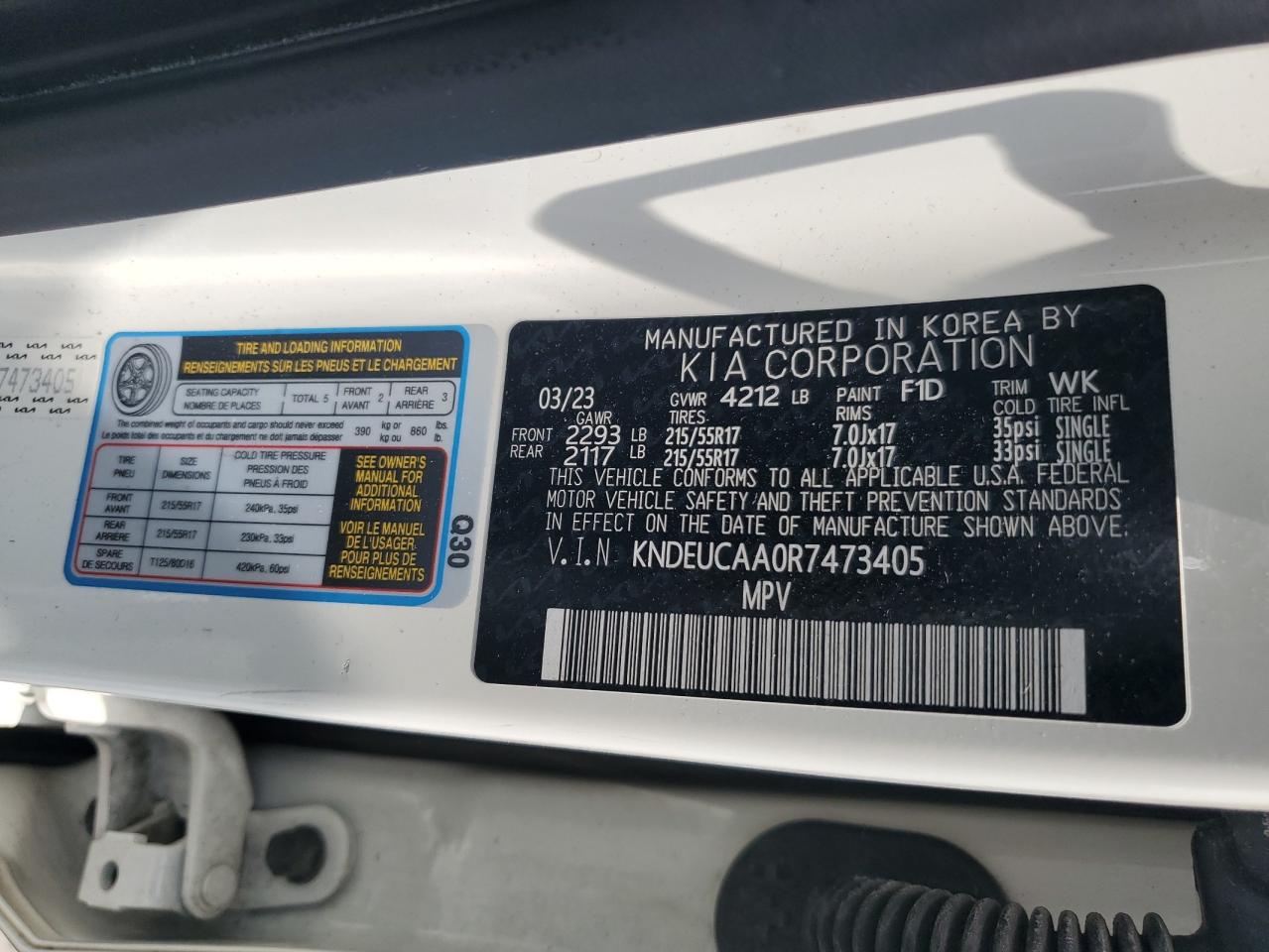 2024 Kia Seltos S VIN: KNDEUCAA0R7473405 Lot: 65265175