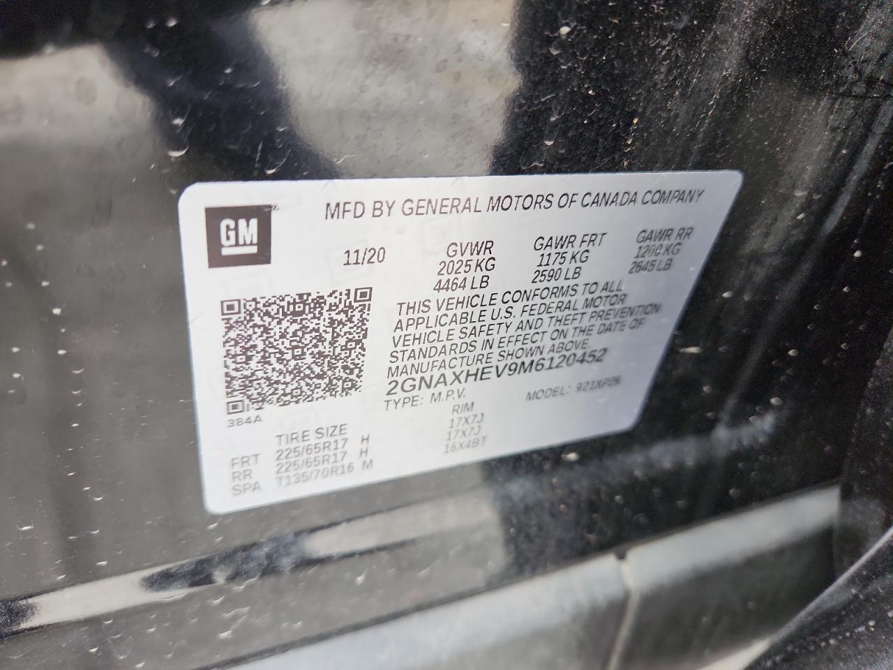 2021 Chevrolet Equinox Ls VIN: 2GNAXHEV9M6120452 Lot: 65182955