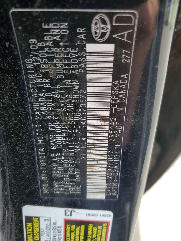 2010 Toyota Corolla Base VIN: 2T1BU4EE3AC323572 Lot: 64809015