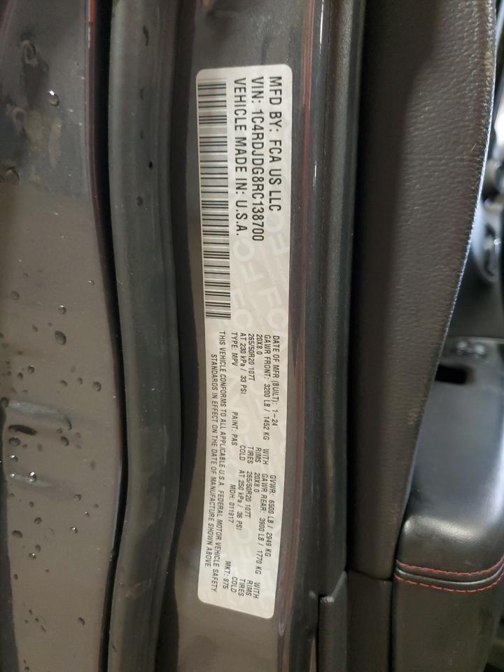 2024 Dodge Durango Gt VIN: 1C4RDJDG8RC138700 Lot: 64030045