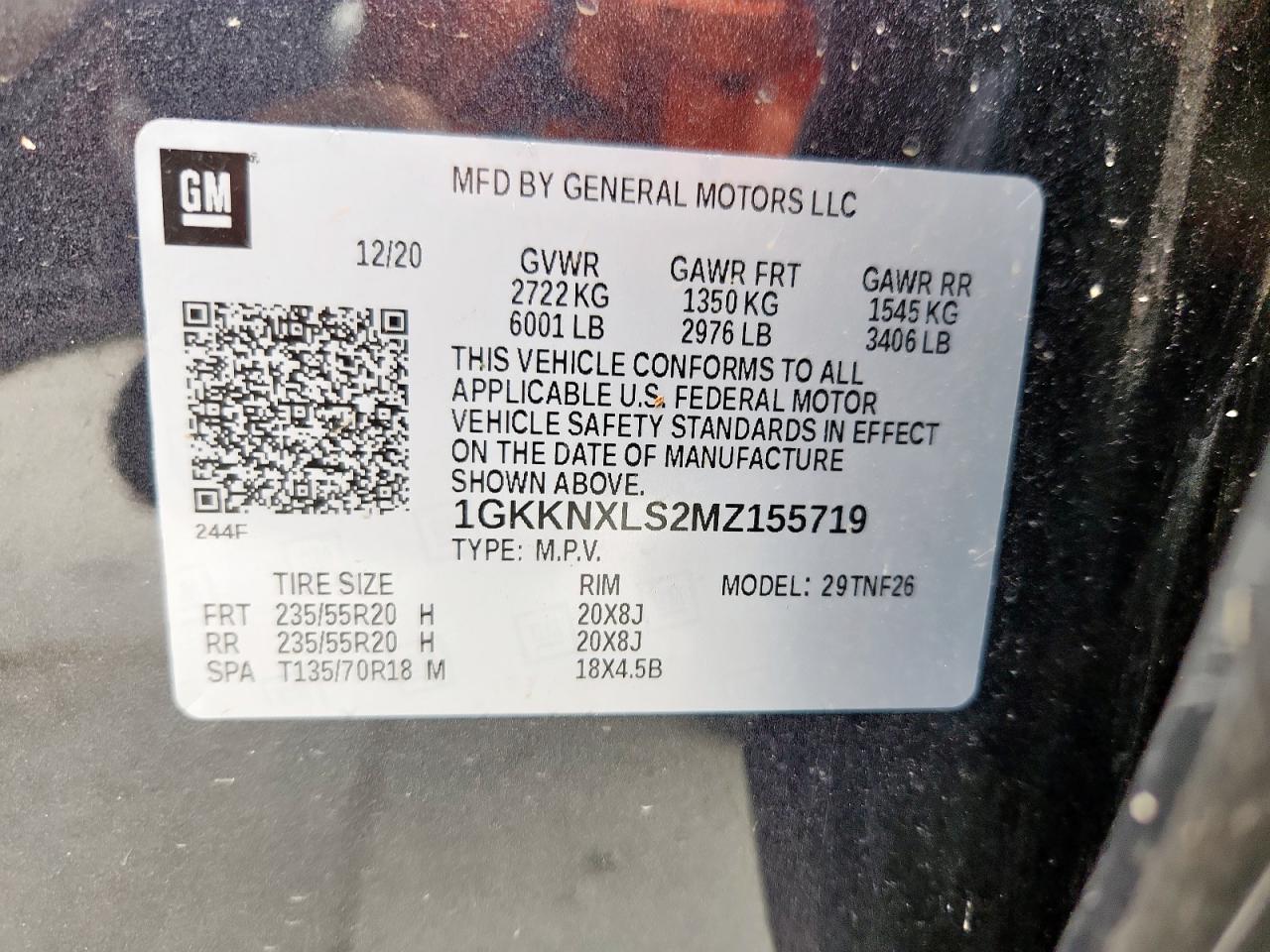 2021 GMC Acadia Denali VIN: 1GKKNXLS2MZ155719 Lot: 62681185