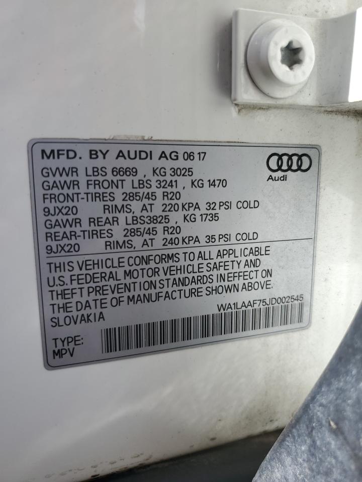 2018 Audi Q7 Premium Plus VIN: WA1LAAF75JD002545 Lot: 64938115