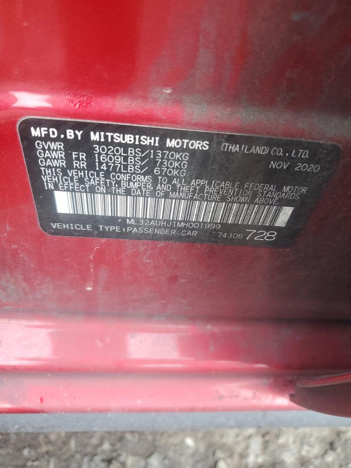 2021 Mitsubishi Mirage Es VIN: ML32AUHJ1MH001999 Lot: 64881765