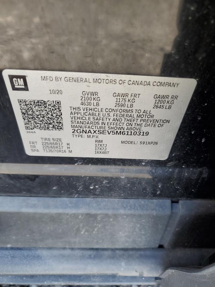 2021 Chevrolet Equinox Ls VIN: 2GNAXSEV5M6110319 Lot: 65547295